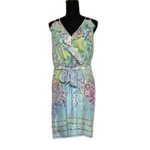 Charlie Jade Blue Floral Silk Sleeveless Mini Dress M